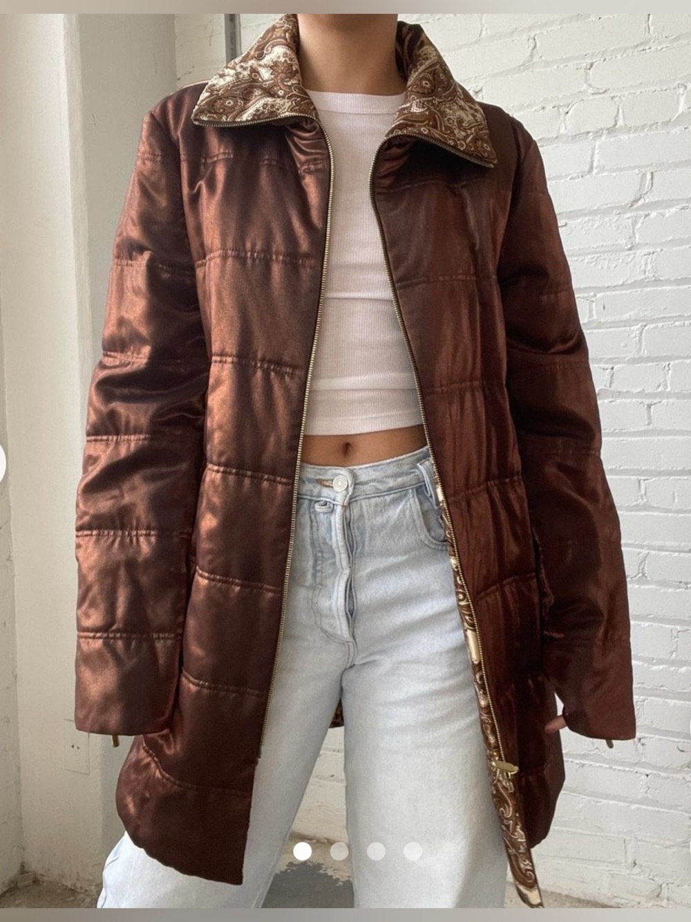 St.John collection by Marie Gray reversible puffer jacket.